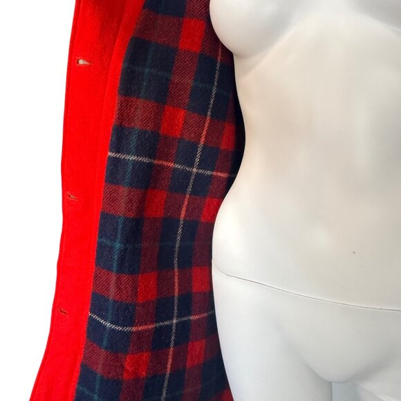 Woolrich Woman USA Made Red Wool Coat Large Funnel Neck Buckle Vintage 30328 - Picture 9 of 16